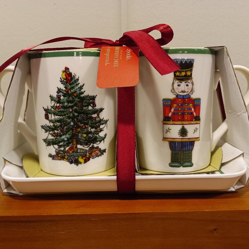 Spode 3pc Nutcracker Mug & Tray Set